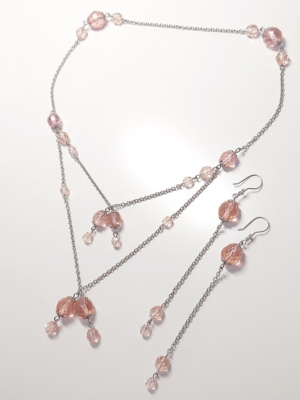 náhrdelník souprava růžovolososová