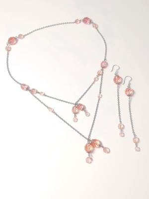 náhrdelník souprava růžovolososová2