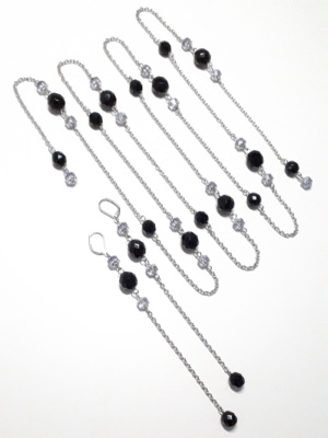 řetěz souprava náhrdelník a dlouhé náušnice černá 1