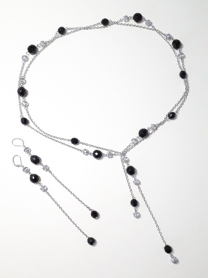 řetěz souprava náhrdelník a dlouhé náušnice černá 2