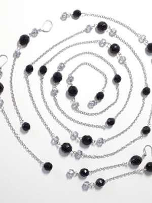 řetěz souprava náhrdelník a dlouhé náušnice černá 3